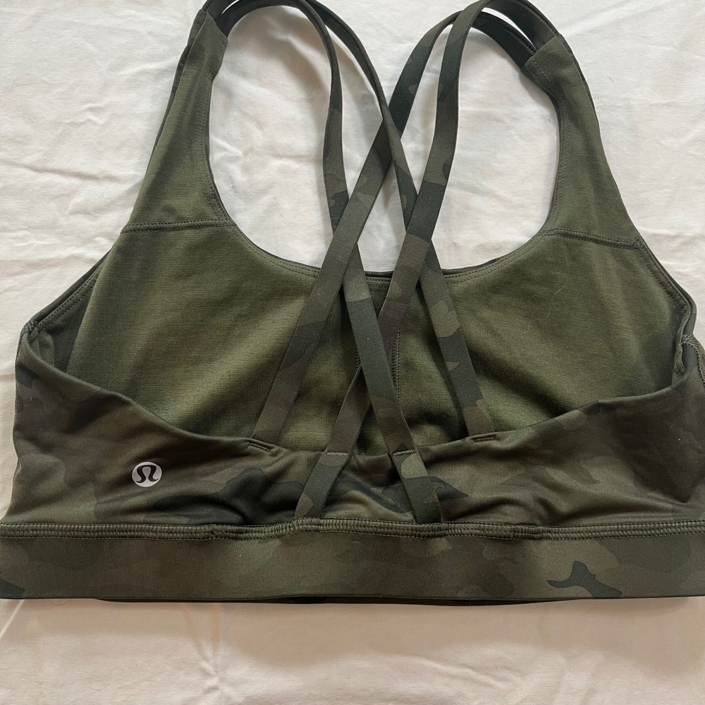 lululemon Energy Longline Bra *Medium Support, B–D Cups Size 8 Green Camo. D3 - Picture 2 of 5
